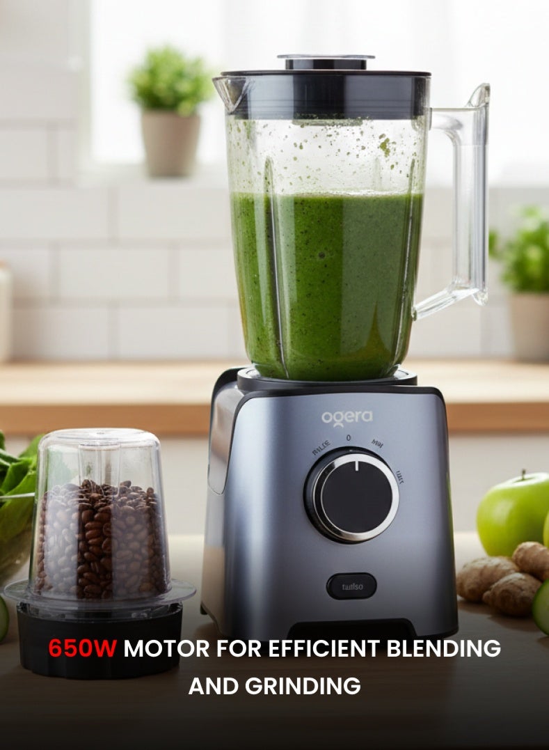 أوجيرا خلاط عصارة كهربائي OG5105BR 3 في 1 بقوة 650 واط، وعاء عصارة غير قابل للكسر، سرعتان مع خاصية النبض، وظيفة توربو - Image 3